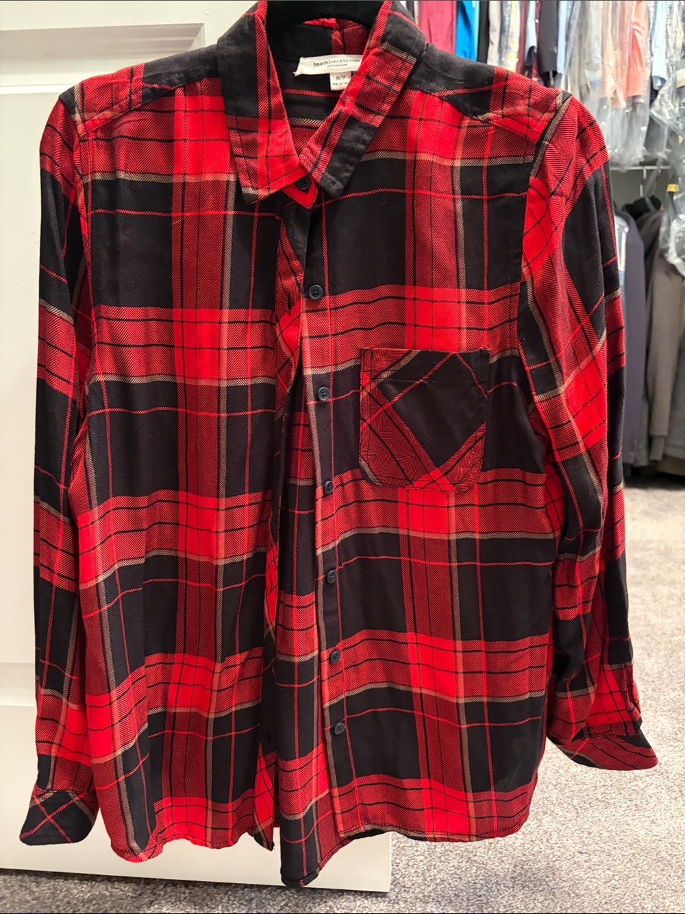 Red & Black Plaid Men's Button-Up Shirt